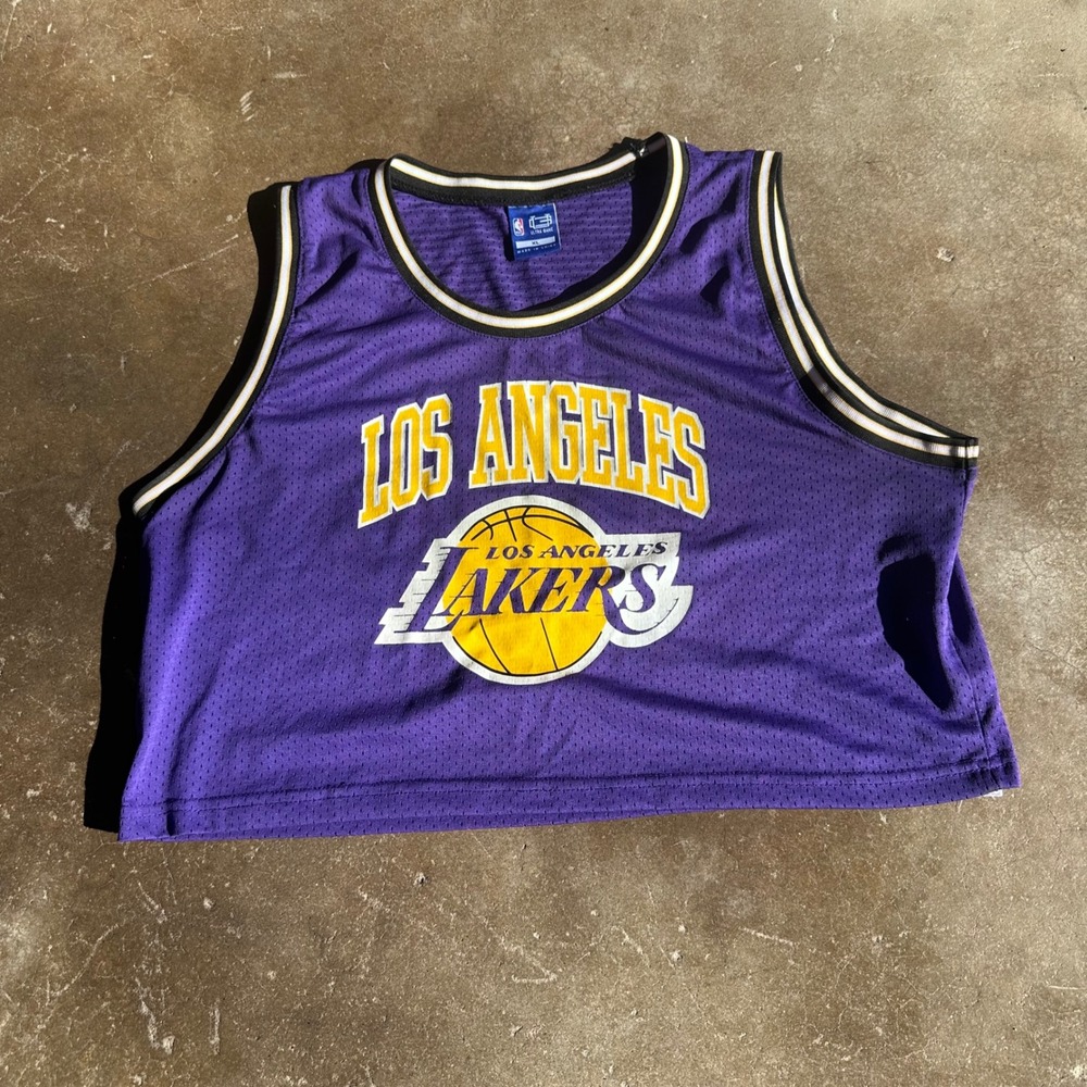 Ultra Game Lakers Jersey Women XL Purple Excellent Crop Top Mesh NBA Basketball